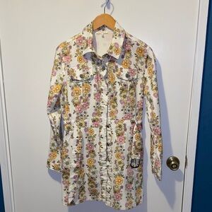 Floral Long Sleeve Belted Dress